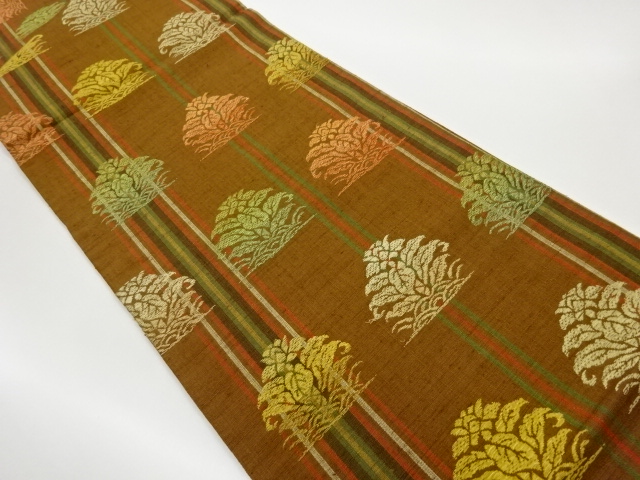 JAPANESE FUKURO OBI / TSUMUGI / WOVEN STRIPE / KINRAN (BROCADE)